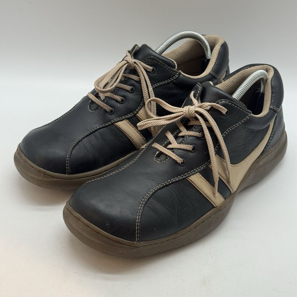 GBX Juice Y2K Leather Casual Shoe Men's 10.5M Navy & Tan Low Top Lace Up Sneaker